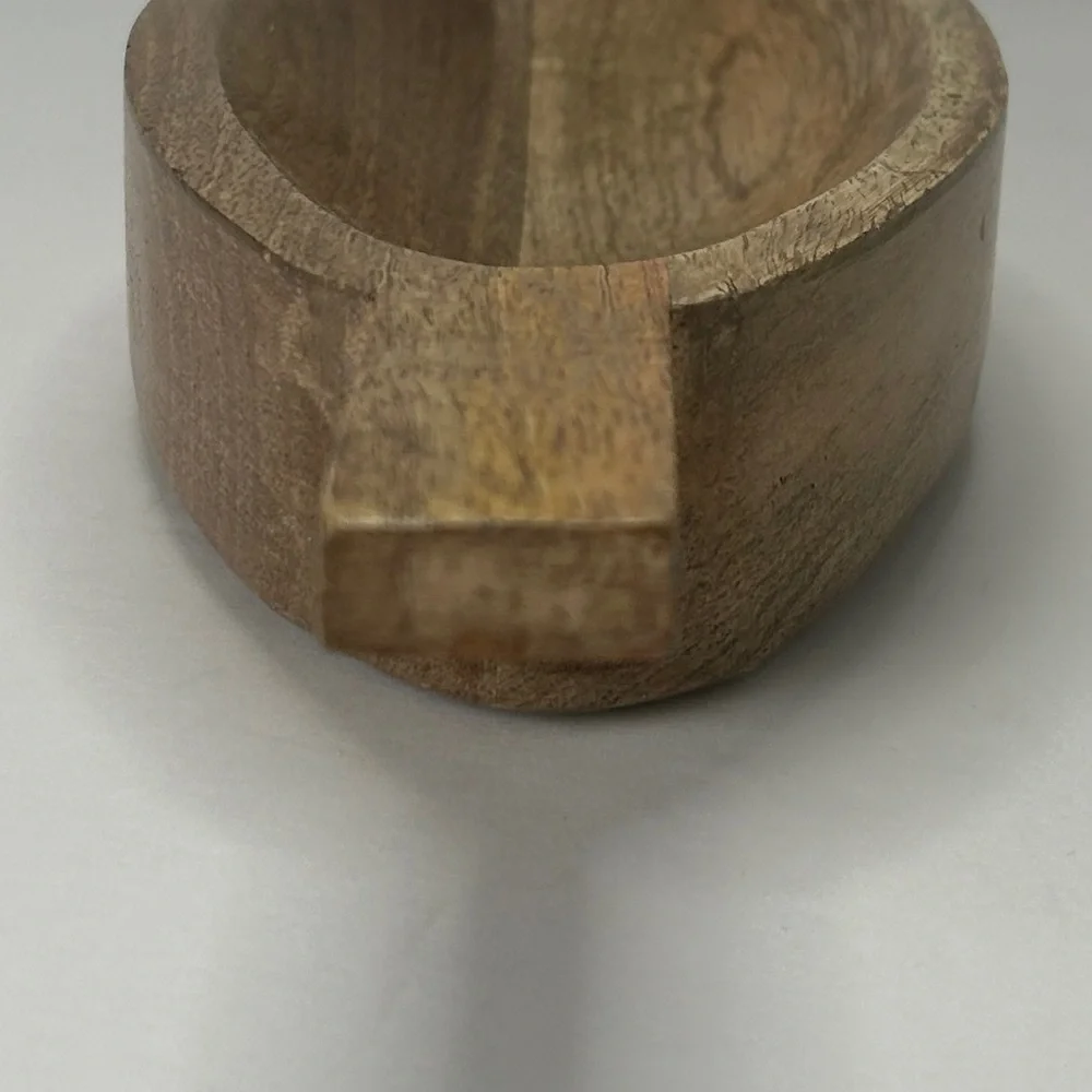 Vintage Pier One Wooden Oval Serving Bowl W/ Handles Nuts Crackers Key Holder